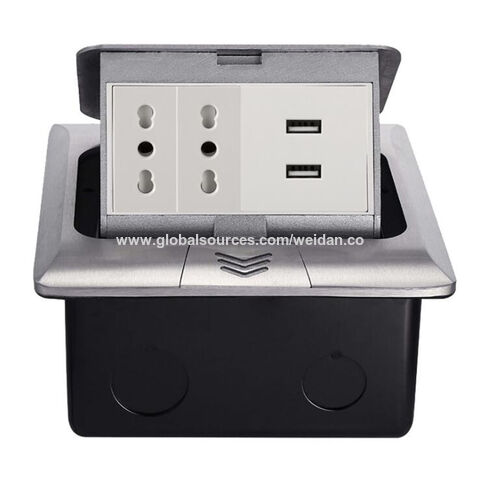 Soquete de piso térreo Bounce-up, tomada 2xItaly 2xUSB A 1 USB TIPO C, estrutura de alumínio