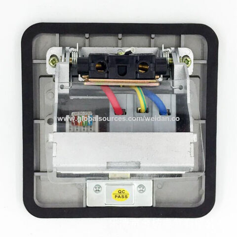Soquete de piso térreo Bounce-up, tomada Euro alemã com tomada USB 1x, placa facial de alumínio