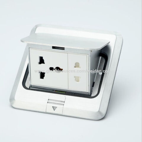 Soquete de piso térreo Bounce-up, tomada Euro alemã com tomada USB 1x, placa facial de alumínio