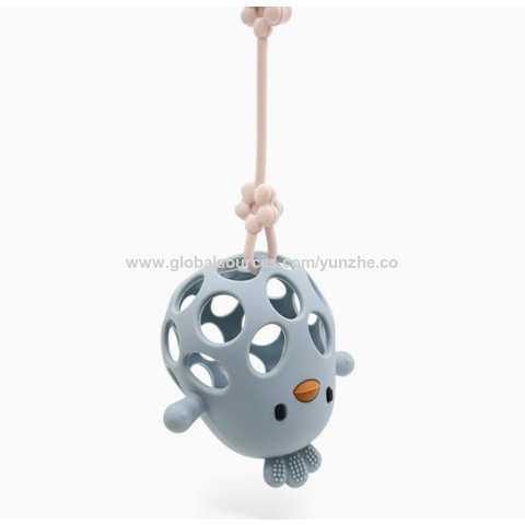 Mordedor de silicona para bebés, bola hueca anti-ingestión, mordedor de mano que se puede hervir, juguete de bola para rascar Manhattan