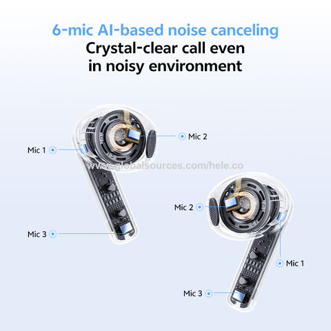 مصنع OEM/ODM سماعات أذن TWS ANC هجينة مع 6 ميكروفونات، سماعات لاسلكية عالية الدقة مع ترميز LDAC، سماعات بلوتوث 5.4