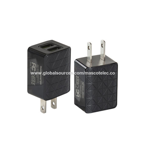 Chargeur USB double 5V 2.4A avec certification FCC, chargeur mural USB pour iPhone, adaptateur d'alimentation mobile