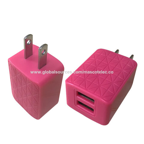 Chargeur USB double 5V 2.4A avec certification FCC, chargeur mural USB pour iPhone, adaptateur d'alimentation mobile