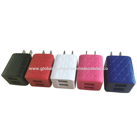 Chargeur USB double 5V 2.4A avec certification FCC, chargeur mural USB pour iPhone, adaptateur d'alimentation mobile