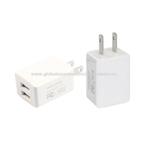 Chargeur USB double 5V 2.4A avec certification FCC, chargeur mural USB pour iPhone, adaptateur d'alimentation mobile