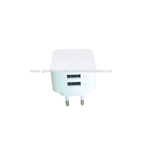 Chargeur USB double 2.4A avec certification CE, chargeur mural pour iPhone, adaptateur secteur UE, chargeur mobile