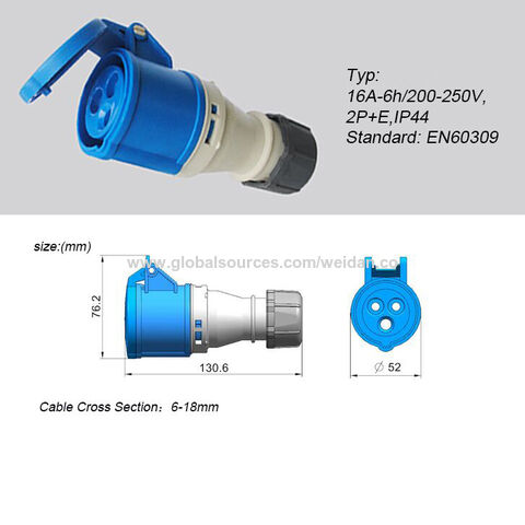 Conectores Industriales Impermeables con Tapa EN60309 IP44/IP67