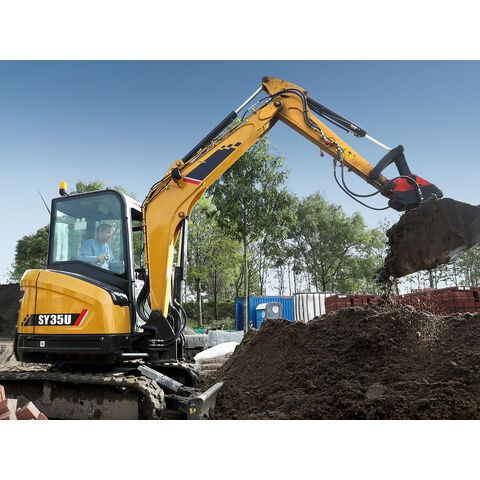 Chinese Brand 3.5 Ton Mini Crawler Exacator SY35U Diesel Digger for Earthmoving