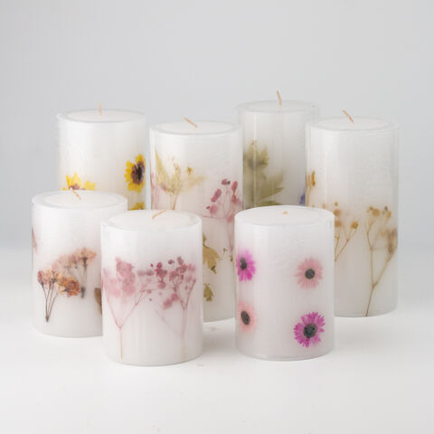 Venta al por mayor de fábrica de velas de varias formas para decoración del hogar, velas aromáticas tipo pilar hechas en Vietnam