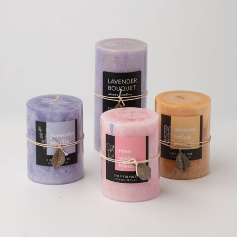 Venta al por mayor de fábrica de velas de varias formas para decoración del hogar, velas aromáticas tipo pilar hechas en Vietnam