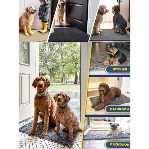 Hundematte für schmutzige Pfoten, absorbiert Feuchtigkeit und Schmutz, waschbare Schmutzfangmatte für Hunde, schnell trocknender Haustier-Teppich, Chenille-Fußmatte für den Innenbereich