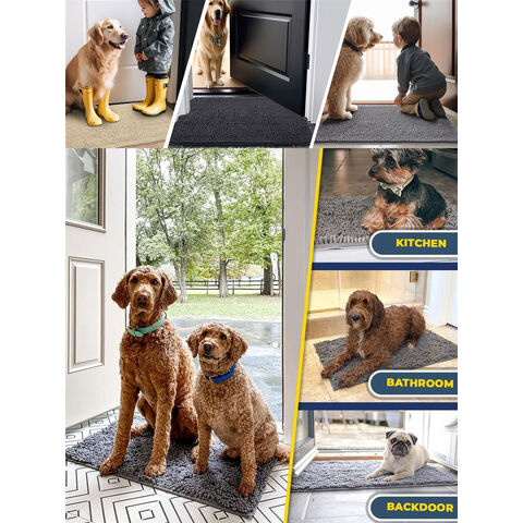 Hundematte für schmutzige Pfoten, absorbiert Feuchtigkeit und Schmutz, waschbare Schmutzfangmatte für Hunde, schnell trocknender Haustier-Teppich, Chenille-Fußmatte für den Innenbereich