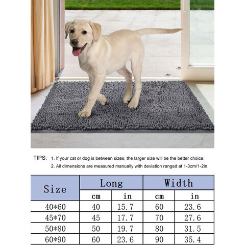Hundematte für schmutzige Pfoten, absorbiert Feuchtigkeit und Schmutz, waschbare Schmutzfangmatte für Hunde, schnell trocknender Haustier-Teppich, Chenille-Fußmatte für den Innenbereich