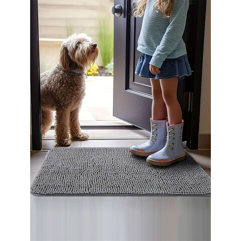 Hundematte für schmutzige Pfoten, absorbiert Feuchtigkeit und Schmutz, waschbare Schmutzfangmatte für Hunde, schnell trocknender Haustier-Teppich, Chenille-Fußmatte für den Innenbereich