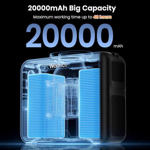 مروحة خصر W2 بقوة 20000 مللي أمبير في الساعة و15000 دورة في الدقيقة LED تبريد شخصي دعم الشركة المصنعة مخرج للمنزل والمكتب والتخييم والعمل في الهواء الطلق