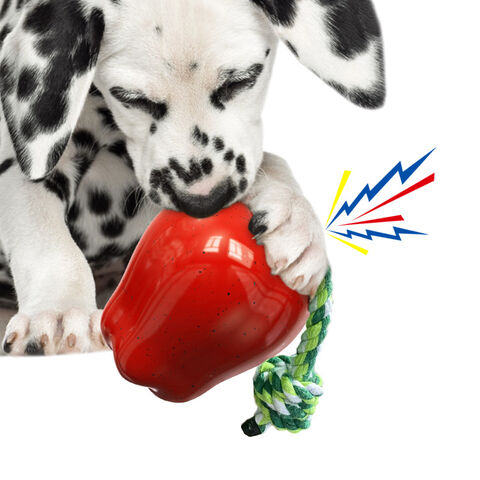 Juguete Navideño para Perros Resistente a Mordidas, Mordedor con Forma de Fruta Roja, Juguete Interactivo y Sonoro para Masticar