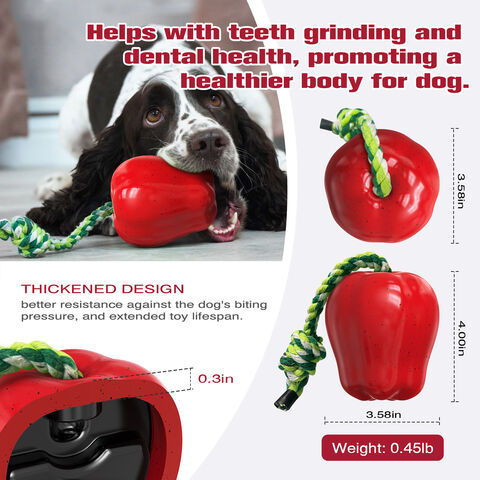 Juguete Navideño para Perros Resistente a Mordidas, Mordedor con Forma de Fruta Roja, Juguete Interactivo y Sonoro para Masticar
