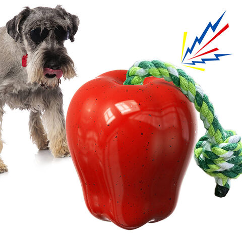 Juguete Navideño para Perros Resistente a Mordidas, Mordedor con Forma de Fruta Roja, Juguete Interactivo y Sonoro para Masticar