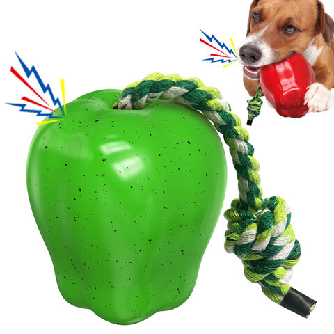 Juguete Navideño para Perros Resistente a Mordidas, Mordedor con Forma de Fruta Roja, Juguete Interactivo y Sonoro para Masticar