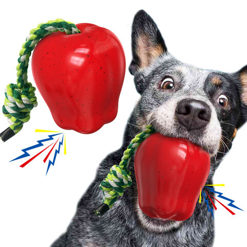 Juguete Navideño para Perros Resistente a Mordidas, Mordedor con Forma de Fruta Roja, Juguete Interactivo y Sonoro para Masticar