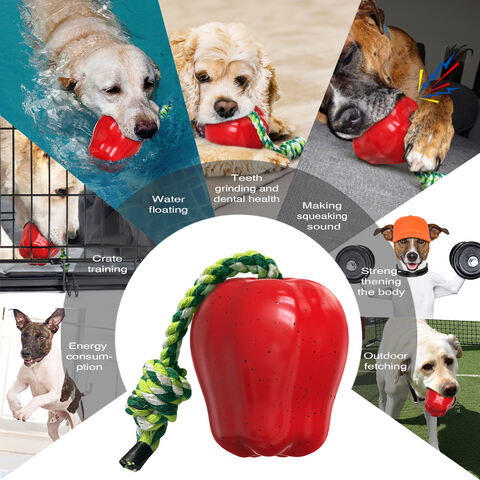 Juguete Navideño para Perros Resistente a Mordidas, Mordedor con Forma de Fruta Roja, Juguete Interactivo y Sonoro para Masticar