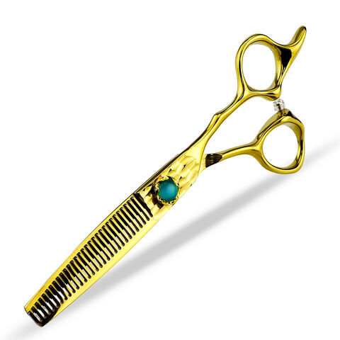 Tijeras de peluquería doradas de 6.0 pulgadas, tijeras planas, tijeras de entresacar, tijeras de peluquería para mascotas, suministro de peluquería