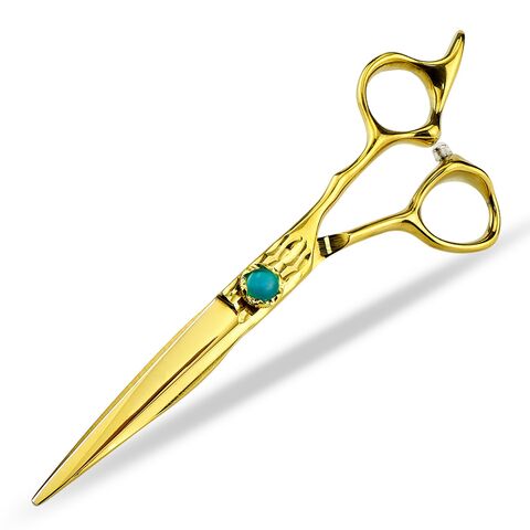 Tijeras de peluquería doradas de 6.0 pulgadas, tijeras planas, tijeras de entresacar, tijeras de peluquería para mascotas, suministro de peluquería