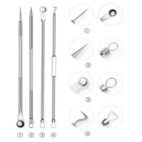 Kit d'outils pour extraire les points noirs en acier inoxydable - Outils pour éliminer l'acné