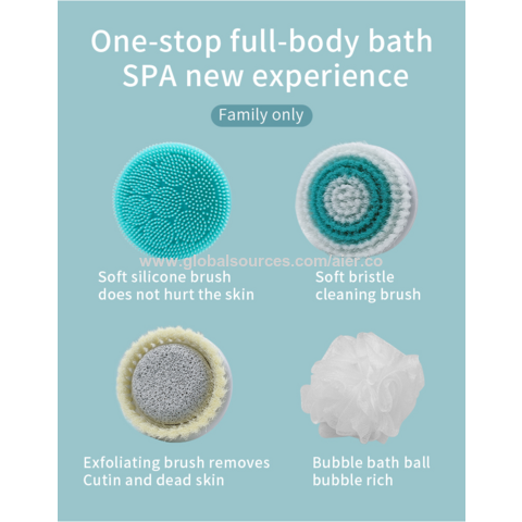 Vente en gros OEM ODM 4 EN 1 Brosse de Bain et Corps Électrique Rechargeable Ensemble de Brosses sans Fil Brosse de Douche à Long Manche