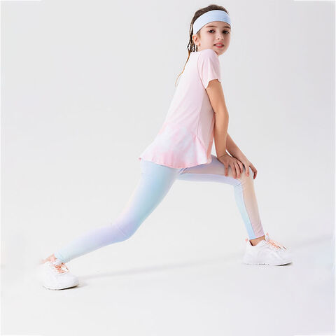 Pantalon de Yoga pour Enfants de Haute Qualité, Vêtements de Sport Décontractés, Taille Haute, Leggings de Fitness pour Enfants, Couleur Dégradée, Séchage Rapide, Leggings de Sport pour Adolescentes