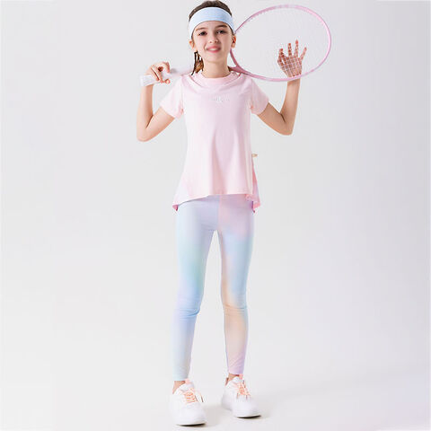 Pantalon de Yoga pour Enfants de Haute Qualité, Vêtements de Sport Décontractés, Taille Haute, Leggings de Fitness pour Enfants, Couleur Dégradée, Séchage Rapide, Leggings de Sport pour Adolescentes