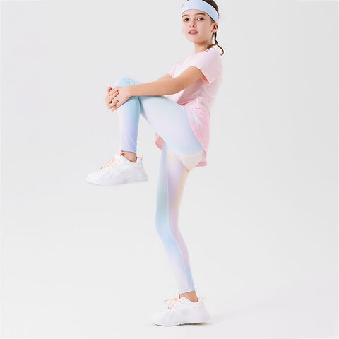Pantalon de Yoga pour Enfants de Haute Qualité, Vêtements de Sport Décontractés, Taille Haute, Leggings de Fitness pour Enfants, Couleur Dégradée, Séchage Rapide, Leggings de Sport pour Adolescentes