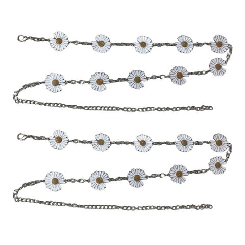 Ceinture chaîne 100% fer pour femmes avec accessoire fleur de marguerite - Vente en gros de ceintures de créateurs
