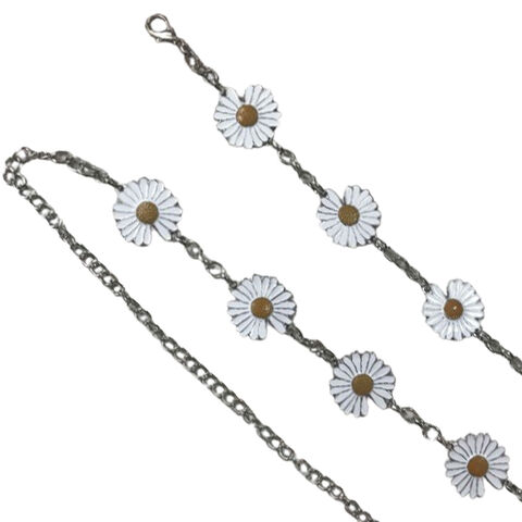 Ceinture chaîne 100% fer pour femmes avec accessoire fleur de marguerite - Vente en gros de ceintures de créateurs