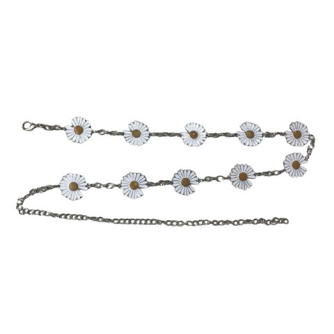 Ceinture chaîne 100% fer pour femmes avec accessoire fleur de marguerite - Vente en gros de ceintures de créateurs