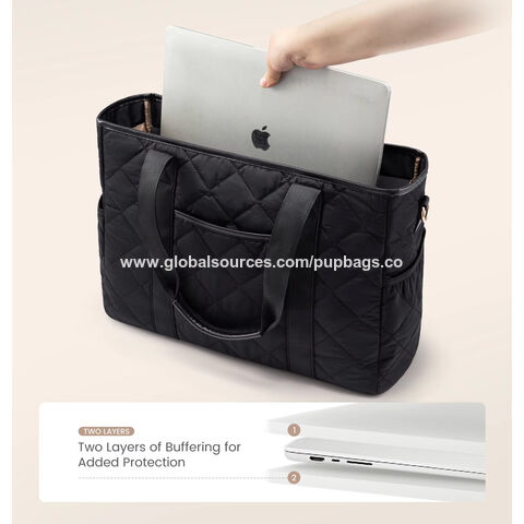 Bolsa Tote Acolchoada Feminina, Bolsa de Mão Grande para Laptop de Negócios, Bolsa de Ombro Acolchoada para Trabalho e Escritório