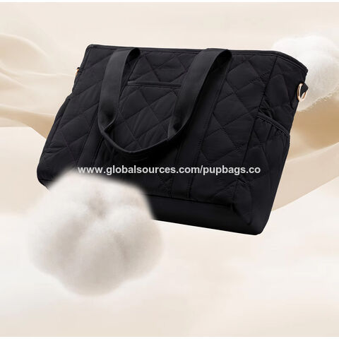 Bolsa Tote Acolchoada Feminina, Bolsa de Mão Grande para Laptop de Negócios, Bolsa de Ombro Acolchoada para Trabalho e Escritório