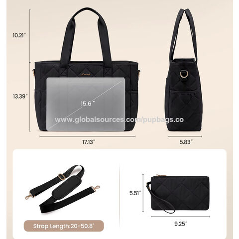 Bolsa Tote Acolchoada Feminina, Bolsa de Mão Grande para Laptop de Negócios, Bolsa de Ombro Acolchoada para Trabalho e Escritório