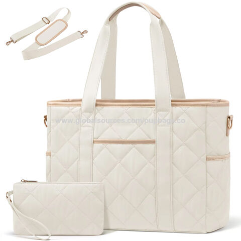 Bolsa Tote Acolchoada Feminina, Bolsa de Mão Grande para Laptop de Negócios, Bolsa de Ombro Acolchoada para Trabalho e Escritório