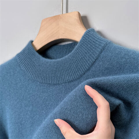Jersey de cuello alto, suéter de punto de cuello redondo, camisa básica de moda casual para jóvenes y adultos de mediana edad