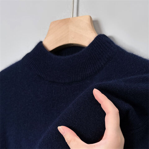 Jersey de cuello alto, suéter de punto de cuello redondo, camisa básica de moda casual para jóvenes y adultos de mediana edad