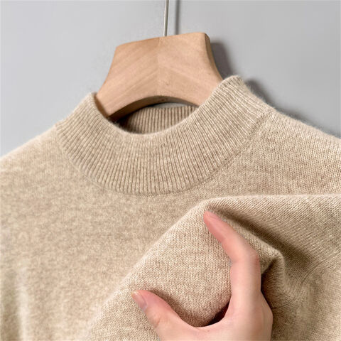 Jersey de cuello alto, suéter de punto de cuello redondo, camisa básica de moda casual para jóvenes y adultos de mediana edad