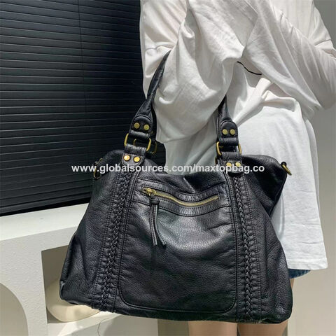 Sac de Voyage en Cuir PU Lavé Souple, Sac à Main Tendance Personnalisé pour Femmes, Sacs Portés Épaule et Croisés pour les Déplacements, Vente Chaude