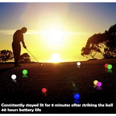 Bola Golf LED Menyala, Bola Golf Malam Bercahaya dalam Gelap - Multi Warna Biru, Oranye, Merah, Putih, Hijau, Merah Muda, Logo Dapat Dicetak