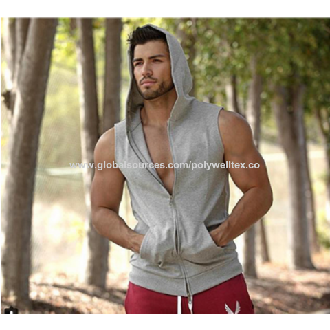 アウトレット福袋 Solid Hooded Men's Color Fashion Sleeveless Sweatshirt Clothing