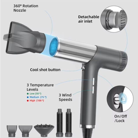 Sèche-cheveux Haute Vitesse 5 en 1 Outils de Coiffure Personnalisés 110000RPM Ions Négatifs Professionnels Vente en Gros Brosse à Air Chaud et Froid Ionique