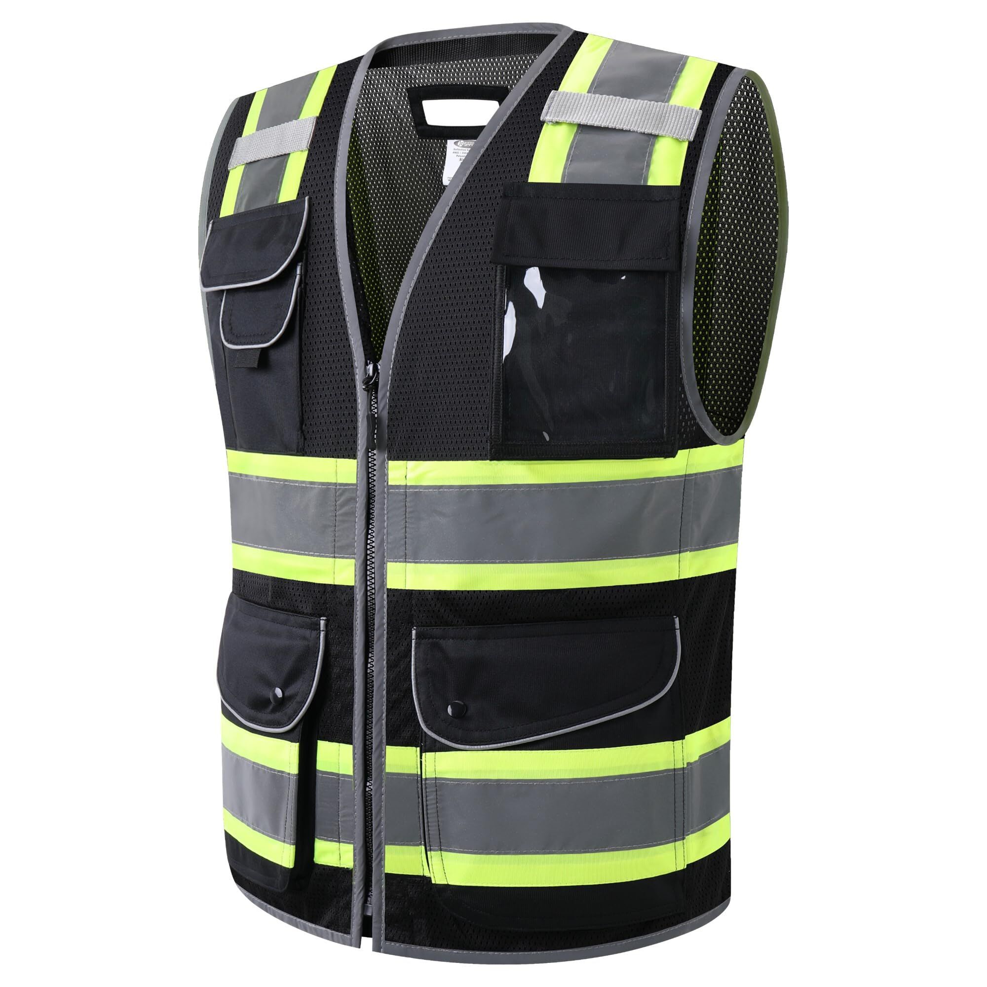 Hao Zhu 2 Pack Hi Vis Vests,Hi Vis Safety Vests With Pockets Zipper Front Night Workwear Reflective Vest For Traffic Work Surveyor And Security Guard Construction Vest - View #11