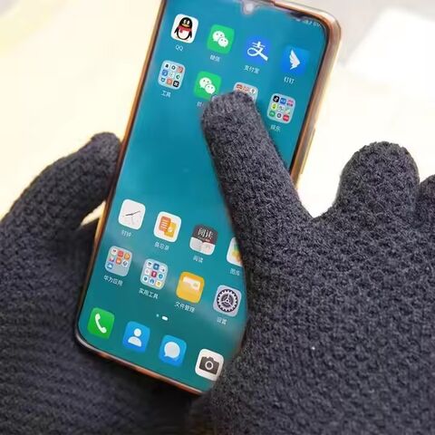 Sarung Tangan Rajut Pria Wol Musim Gugur Musim Dingin Beludru Penebalan Mengendarai Tahan Dingin Ukuran Plus Dewasa Sarung Tangan Layar Sentuh Hangat