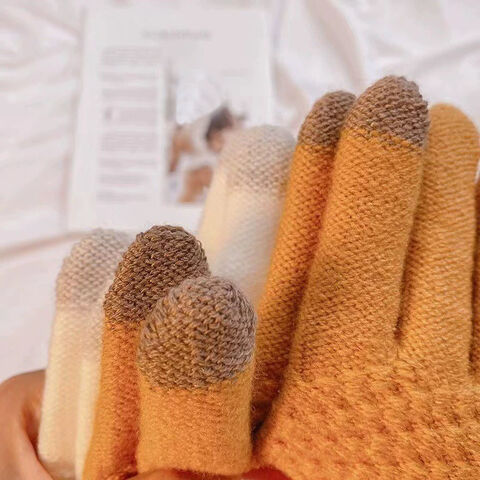 Gants d'hiver personnalisés, style ananas, cachemire, doigts complets, écran tactile, tricotés, chauds, jacquard, mode, plus gants en laine