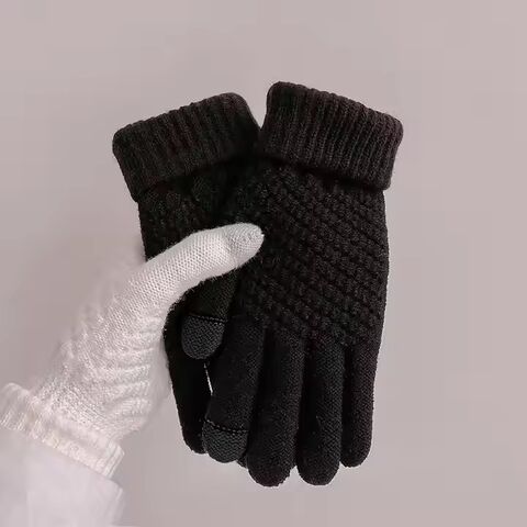 Gants d'hiver personnalisés, style ananas, cachemire, doigts complets, écran tactile, tricotés, chauds, jacquard, mode, plus gants en laine